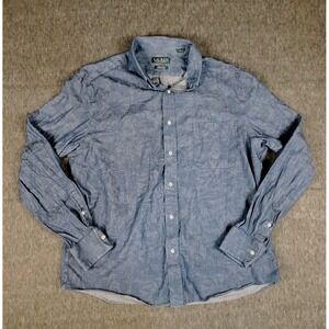 Ralph Lauren Shirt Womens Large Blue Floral Cotton Button Down Hawaiian LRL